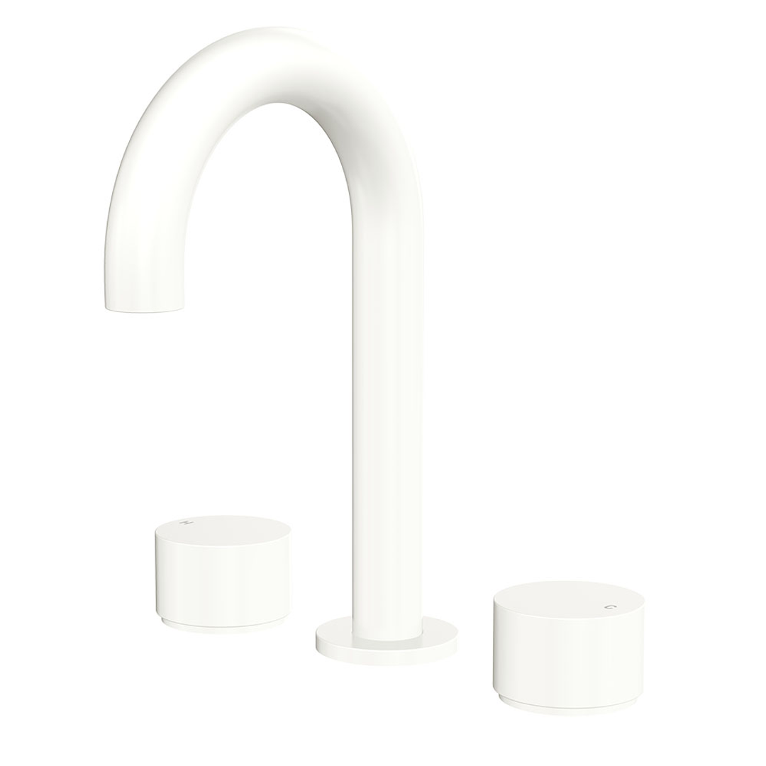 Fienza Kaya Round Hob Set Round Taps Matte White