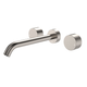Fienza Kaya Brushed Nickel Round Taps Wall Basin /Bath 220Mm Outlet Set Lf