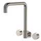 Fienza Kaya Brushed Nickel Round Taps Squareline Wall Outlet Set Sus304 And Lf Brass