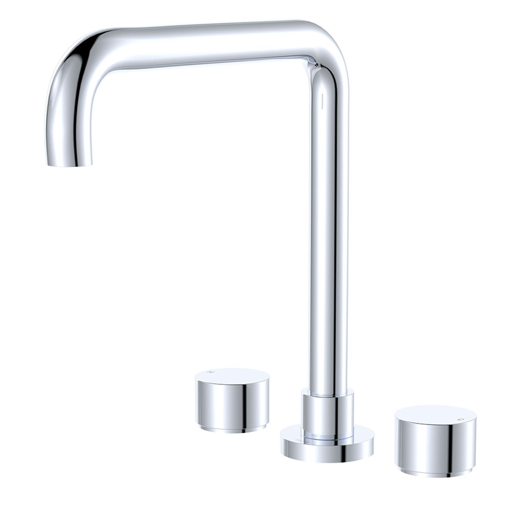 Fienza Kaya Chrome Round Taps Squareline Hob Outlet Set Sus304 And Lf Brass