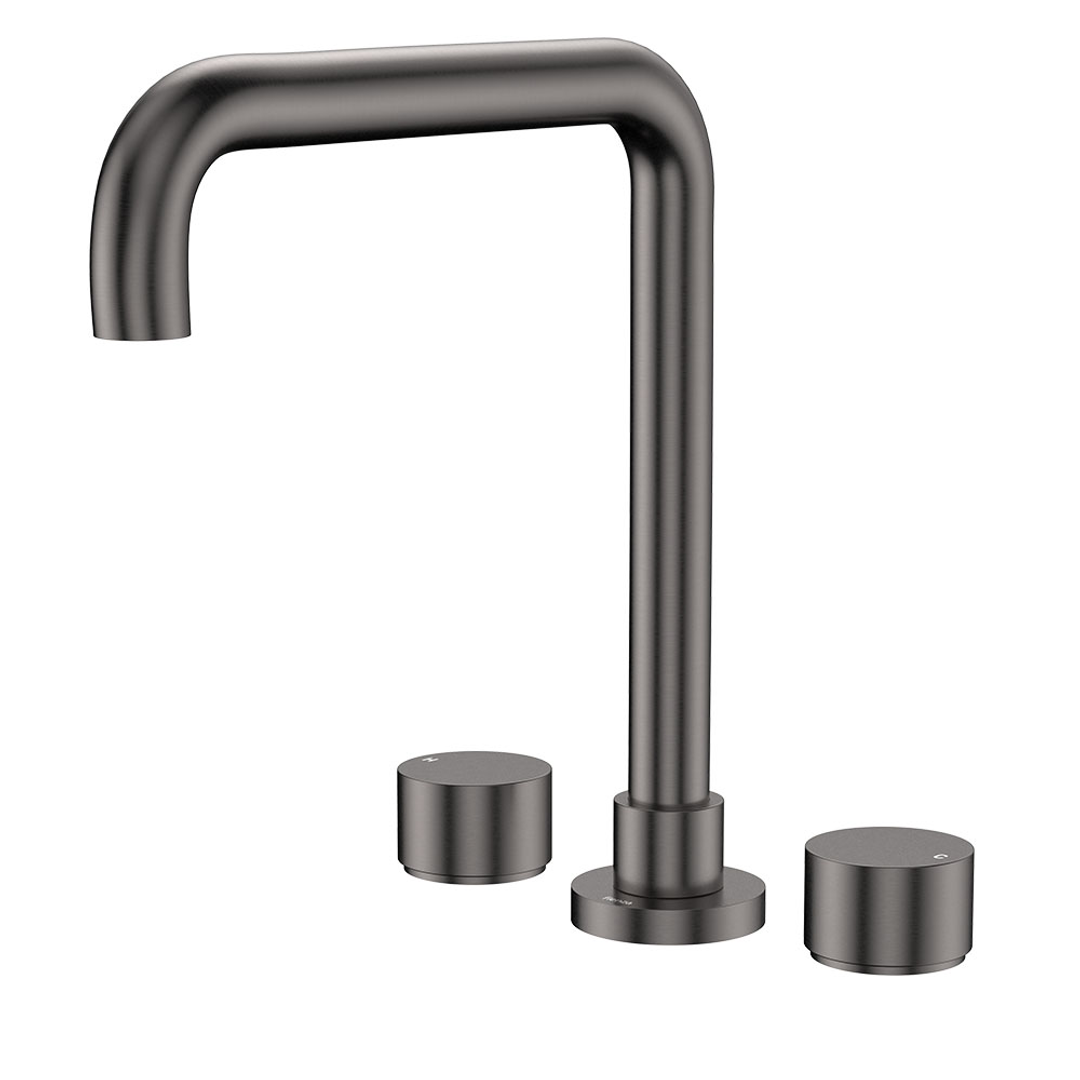 Fienza Kaya Gun Metal Round Taps Squareline Hob Outlet Set Sus304 And Lf Brass