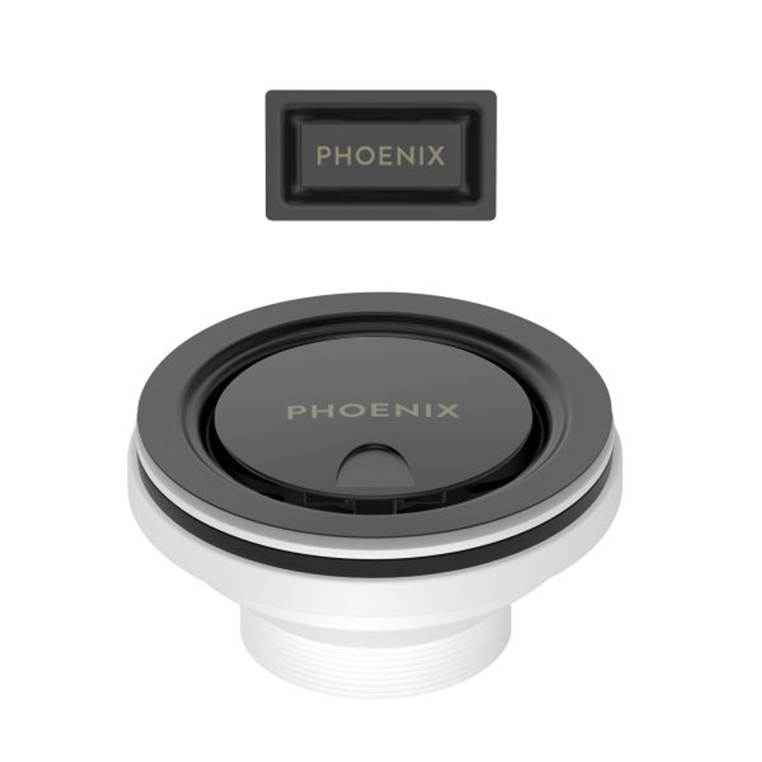 Phoenix 50Mm Covered Sink Basket Waste & Overflow Brushed Carbon