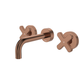 Fienza Kaya Brushed Copper Cross Taps Wall Basin /Bath 130Mm Outlet Set Lf