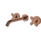 Fienza Kaya Brushed Copper Cross Taps Wall Basin /Bath 180Mm Outlet Set Lf