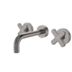 Fienza Kaya Gun Metal Cross Taps Wall Basin /Bath 130Mm Outlet Set Lf