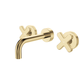 Fienza Kaya Urban Brass Cross Taps Wall Basin /Bath 130Mm Outlet Set Lf
