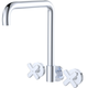 Fienza Kaya Chrome Cross Taps Squareline Wall Set Lf Sus304 & Lf Brass