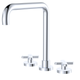 Fienza Kaya Chrome Cross Taps Squareline Hob Set Lf Sus304 & Lf Brass