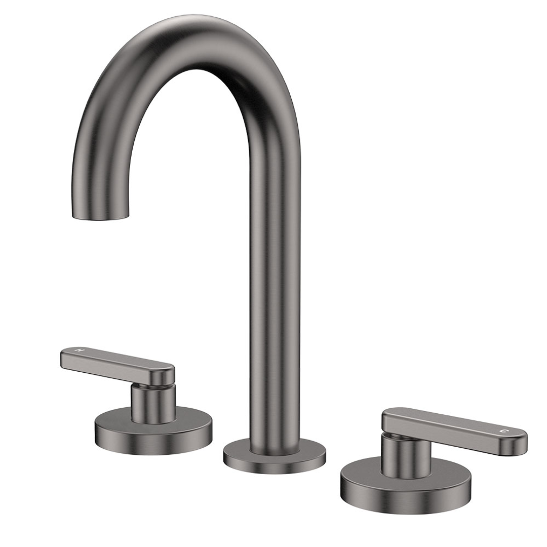 Fienza Kaya Gun Metal Lever Taps Round Hob Set Lf Sus304 & Lf Brass
