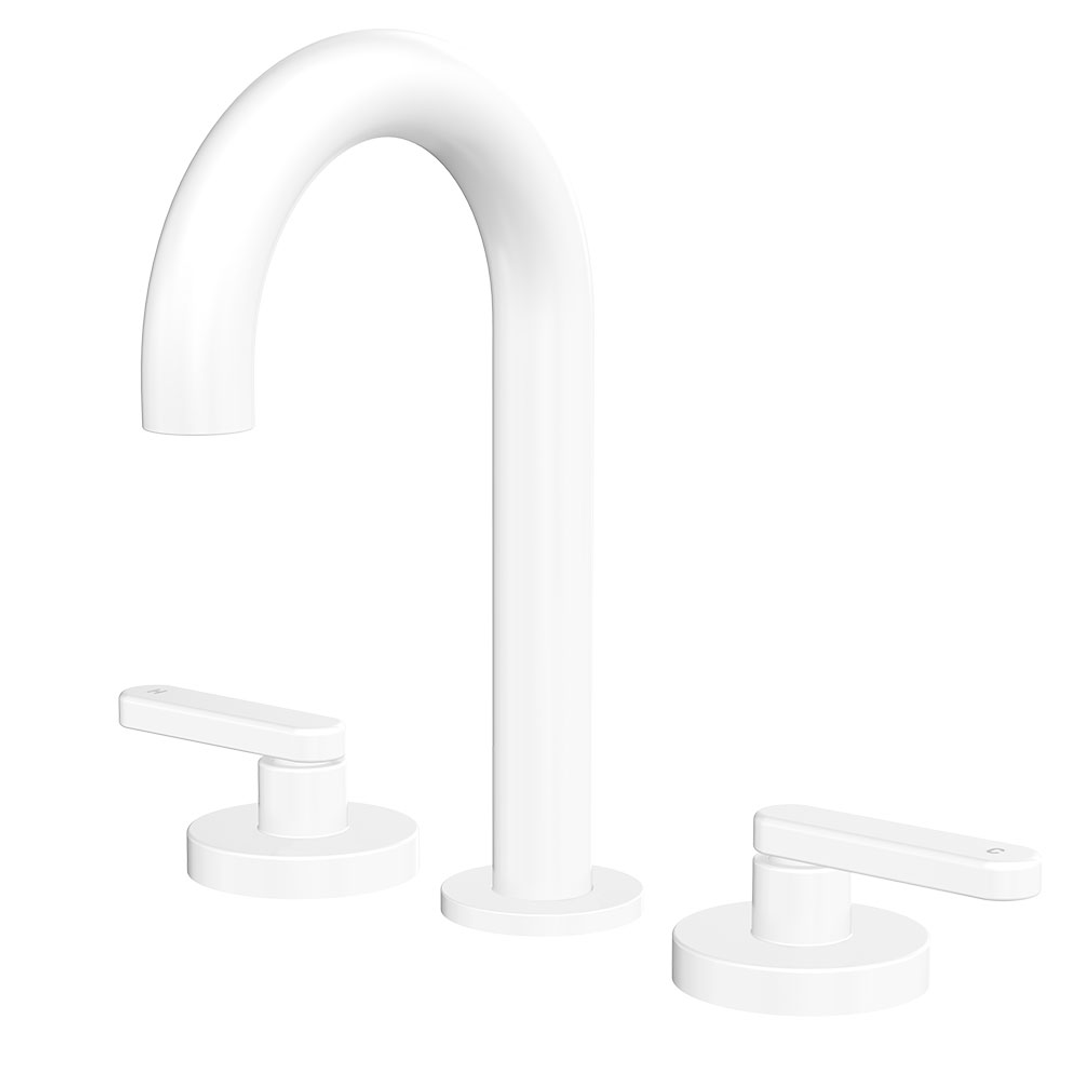 Fienza Kaya Matte White Lever Taps Round Hob Set Lf Sus304 & Lf Brass