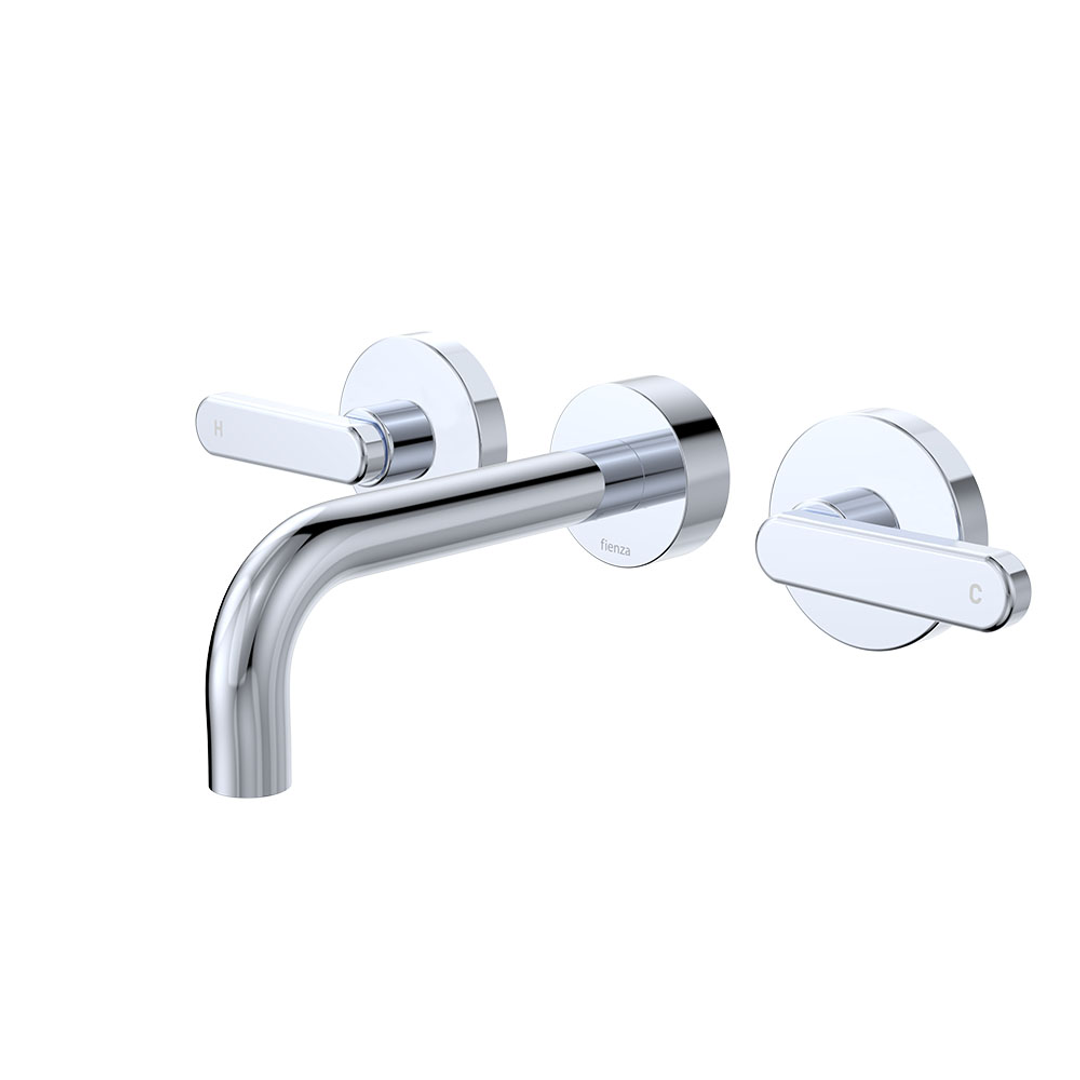 Fienza Kaya Chrome Lever Taps Wall Basin /Bath 130Mm Outlet Set Lf