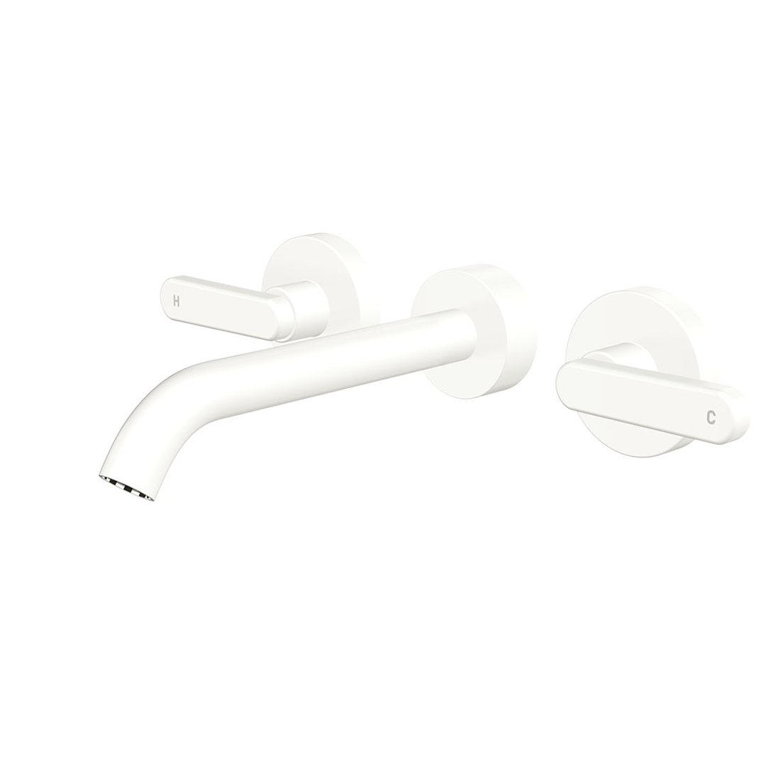 Fienza Kaya Matte White Lever Taps Wall Basin /Bath 180Mm Outlet Set Lf