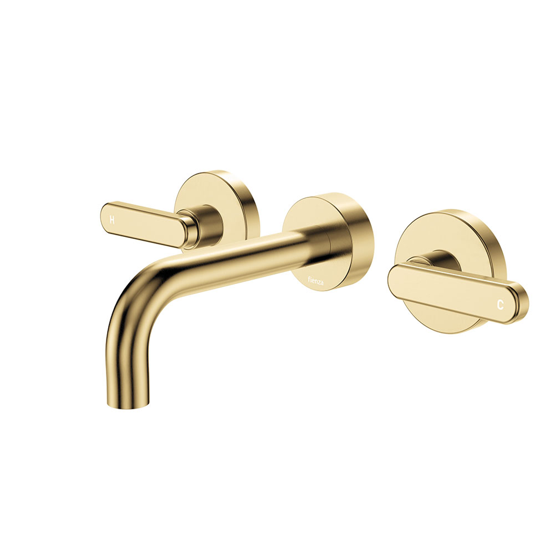 Fienza Kaya Urban Brass Lever Taps Wall Basin /Bath 130Mm Outlet Set Lf