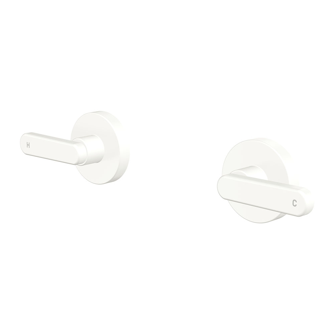 Fienza Kaya Lever Wall Taps Matte White Sus304 & Lf Brass