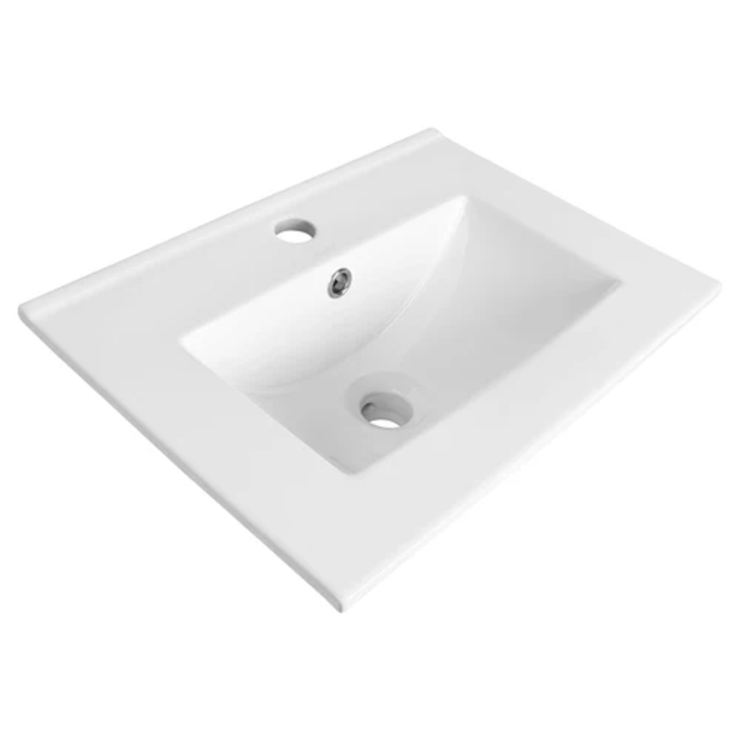 Otti Square Inset Basin Gloss White 1 Tap Hole No Overflow 500 X 360 X 165