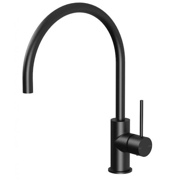 Phoenix Vivid Slimline Side Lever Sink Mixer 220mm Gooseneck Matte Black