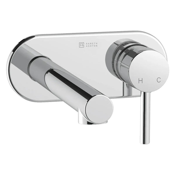 Abey Gareth Ashton Lucia Wall Basin Mixer Set On Plate Cp - Burdens Plumbing
