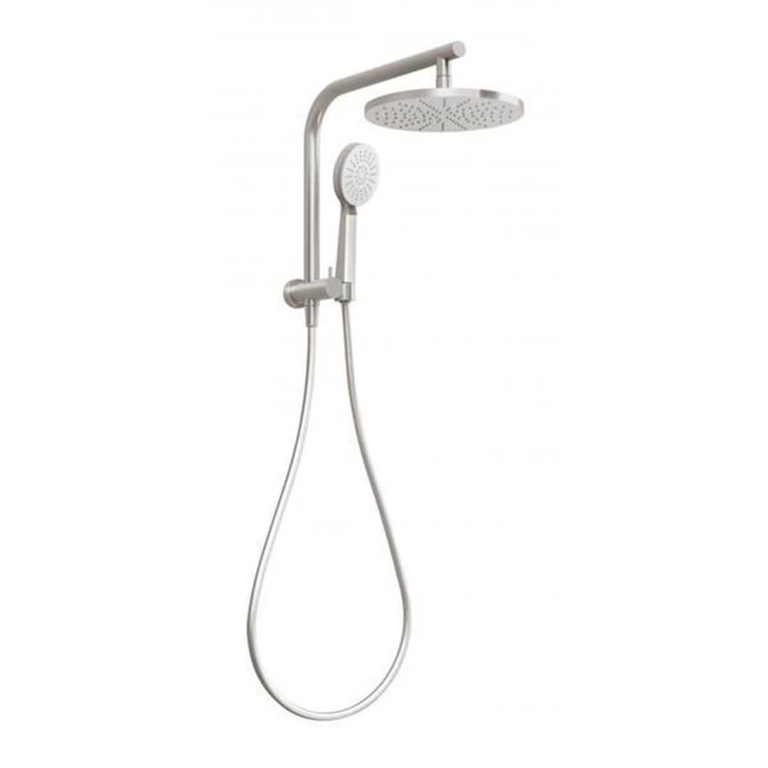 Phoenix Vivid Slimline Compact Twin Shower - Brushed Nickel