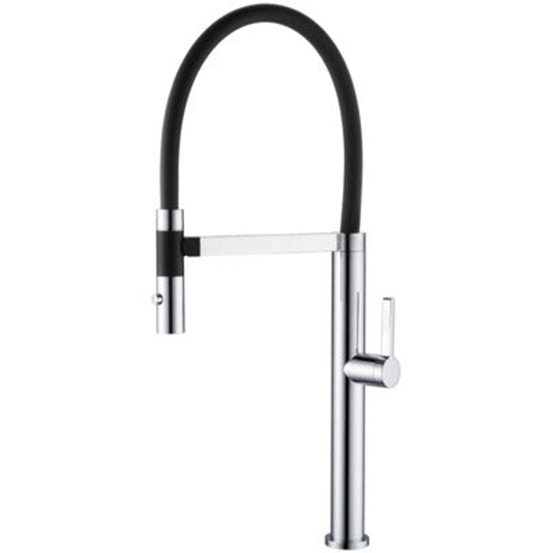 Ect Romeo Chrome Sink Mixer With Black Hose