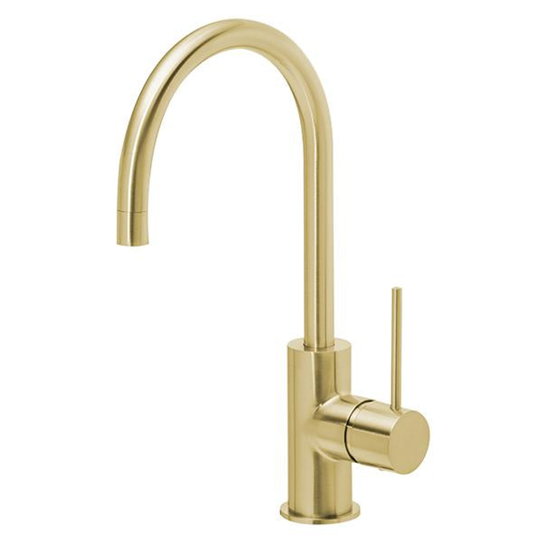 Phoenix Vivid Slimline Side Lever Sink Mixer 160mm Gooseneck Brushed Gold