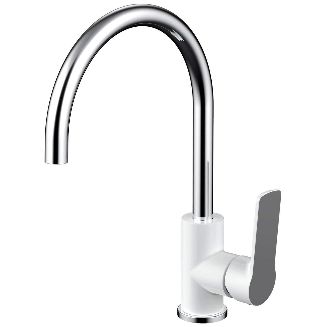 Millennium Akemi G/Neck Sink Mixer White & Chrome