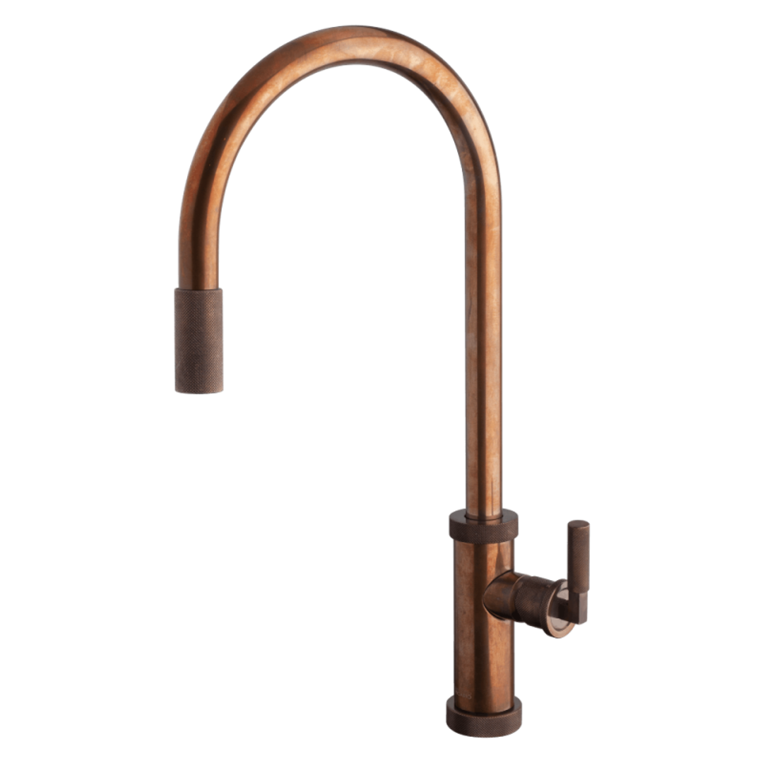 Abey Urban D Pullout Kitchen Tap Natural Brass