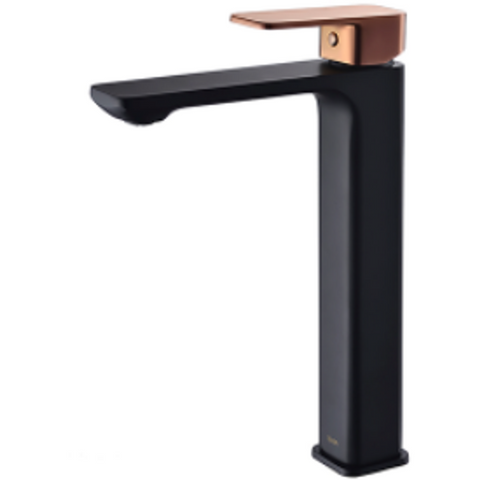 Bella Vista Seto H-Rise Basin Mixer Matte Black And Rose Gold