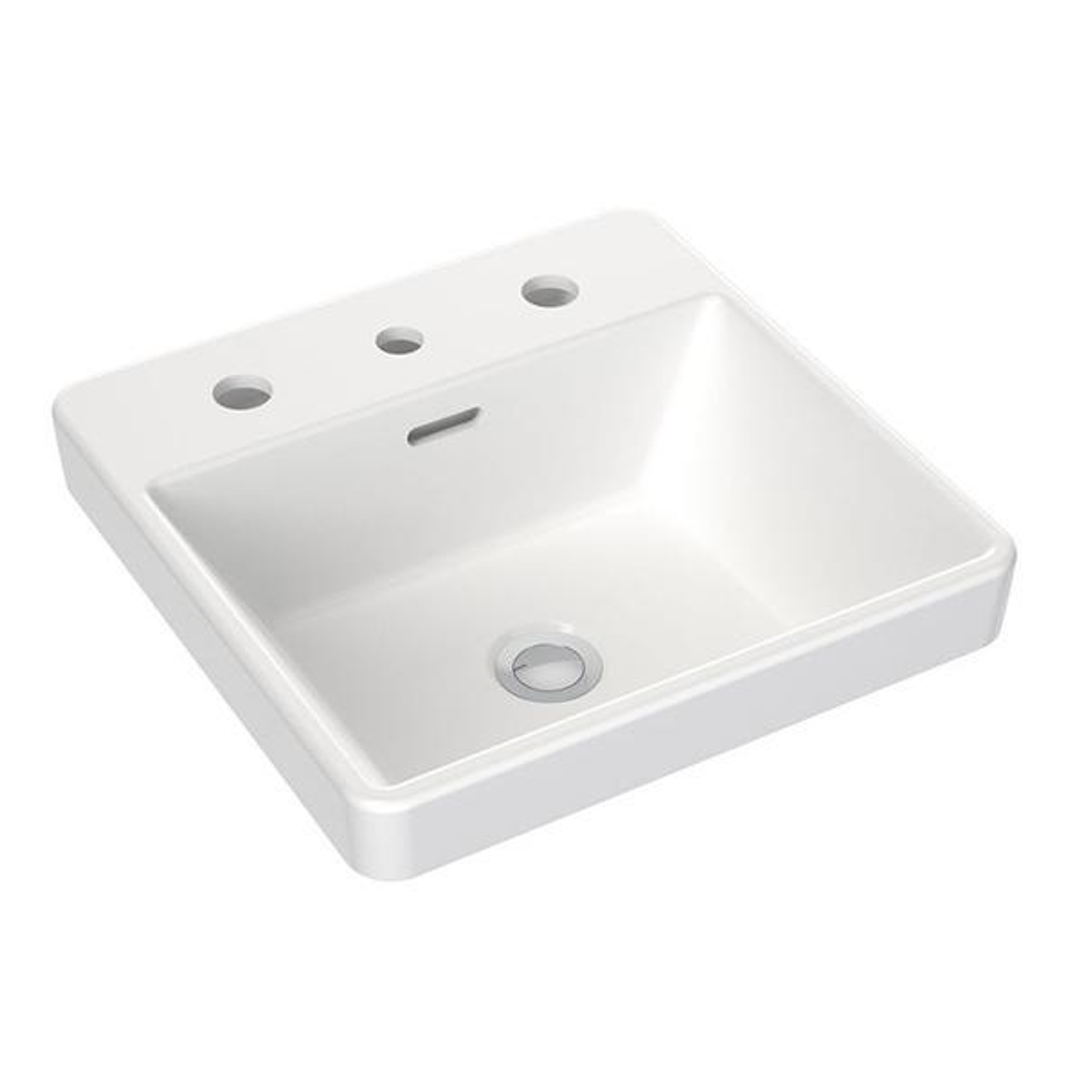Clark Square Inset Basin With Tap Landing 400mm Three Tapholes