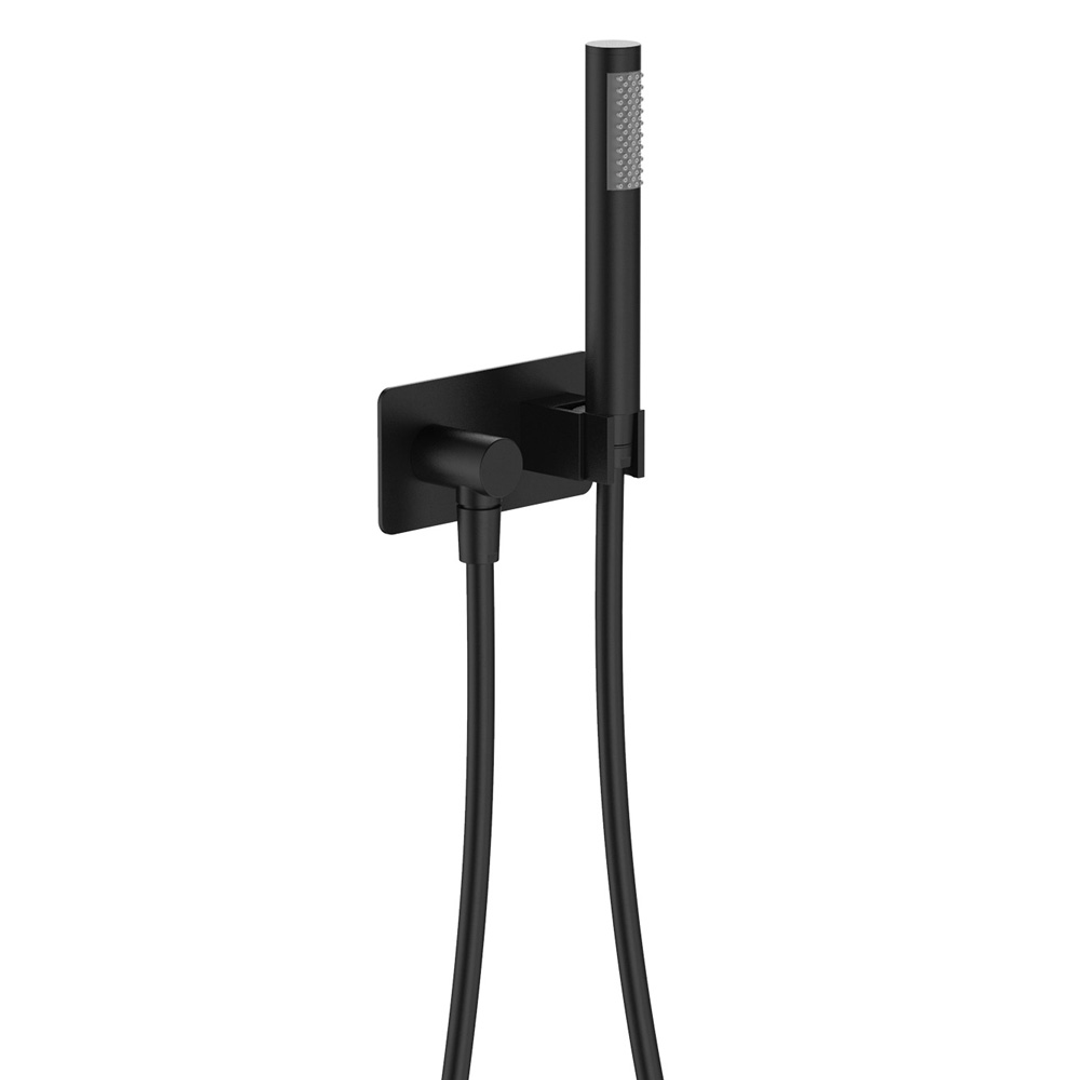 Fienza Hustle/Kaya Matte Black Slimline Hand Shower Soft Square Plate