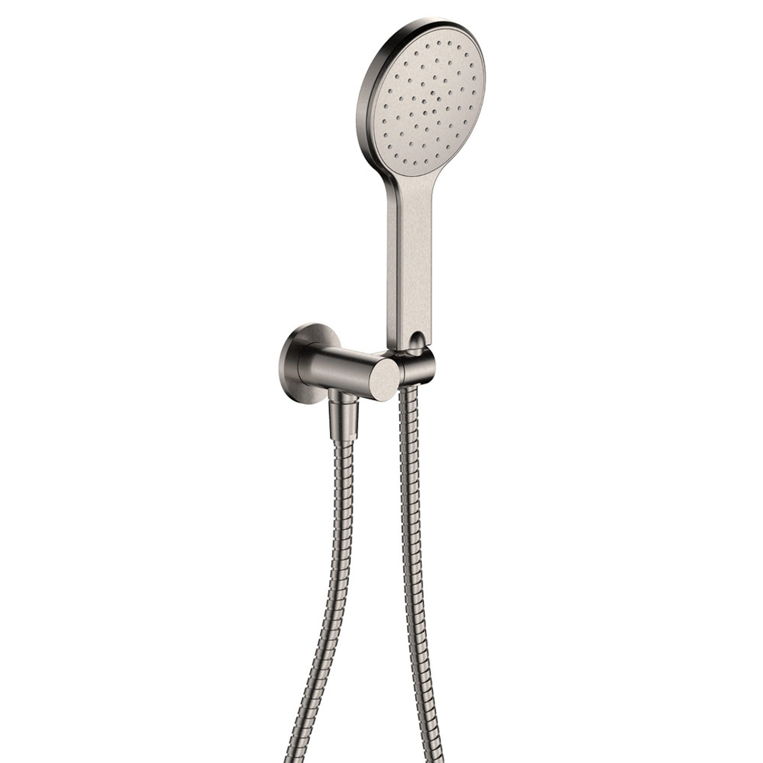 Fienza Kaya Hand Shower Round Plate Brushed Nickel