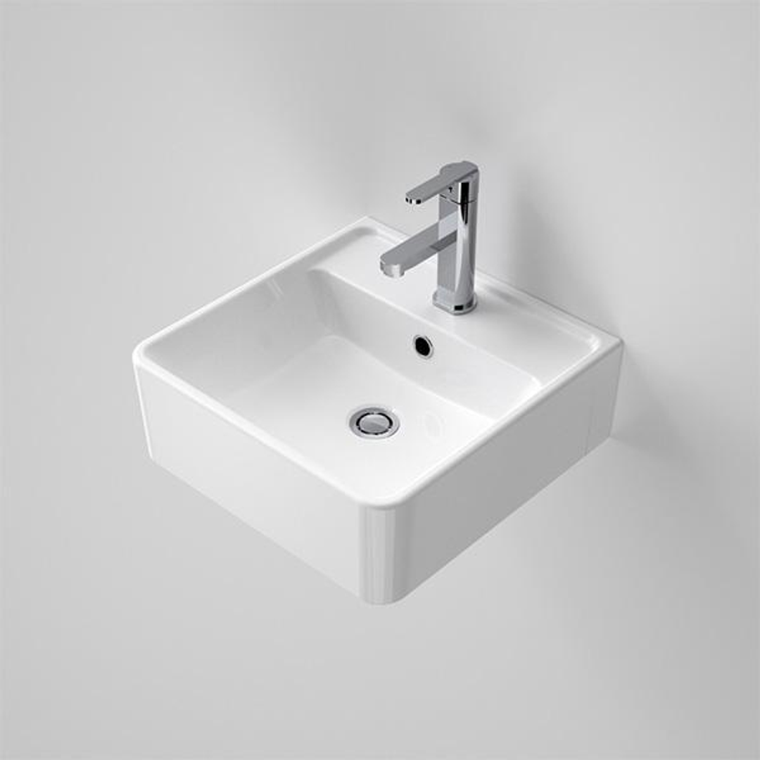 Caroma Carboni II Wall Basin 1 Tap Hole White