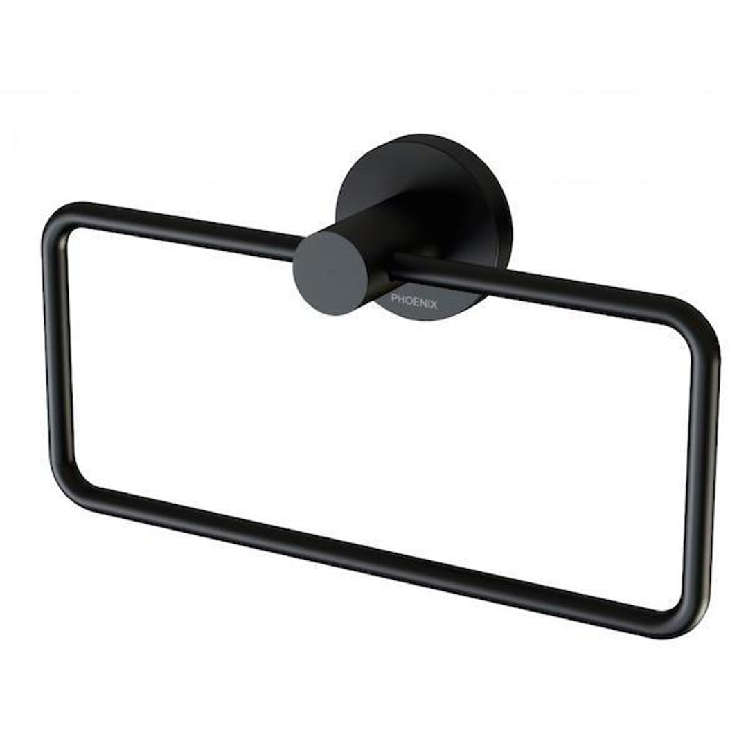 Phoenix Radii Hand Towel Holder Round Plate Matte Black