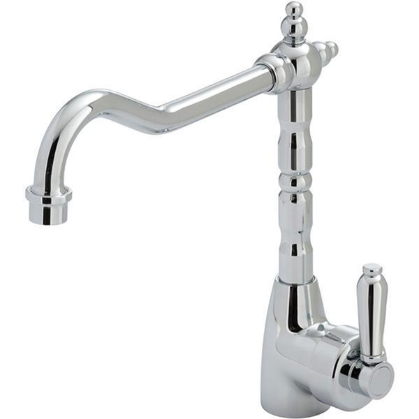 Fienza Eleanor Shepherds Crook Kitchen Sink Mixer Chrome With Chrome Handle
