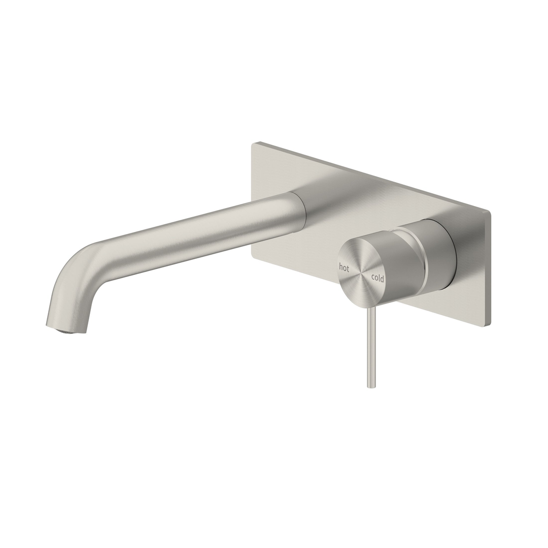 Mecca Wall Basin Mixer 230mm Spout Brushed Nickel