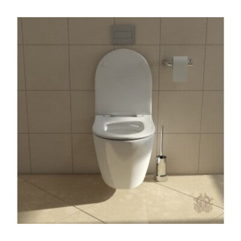 Belbagno Flay Wall Hung Pan P-Trap Soft Close Seat White