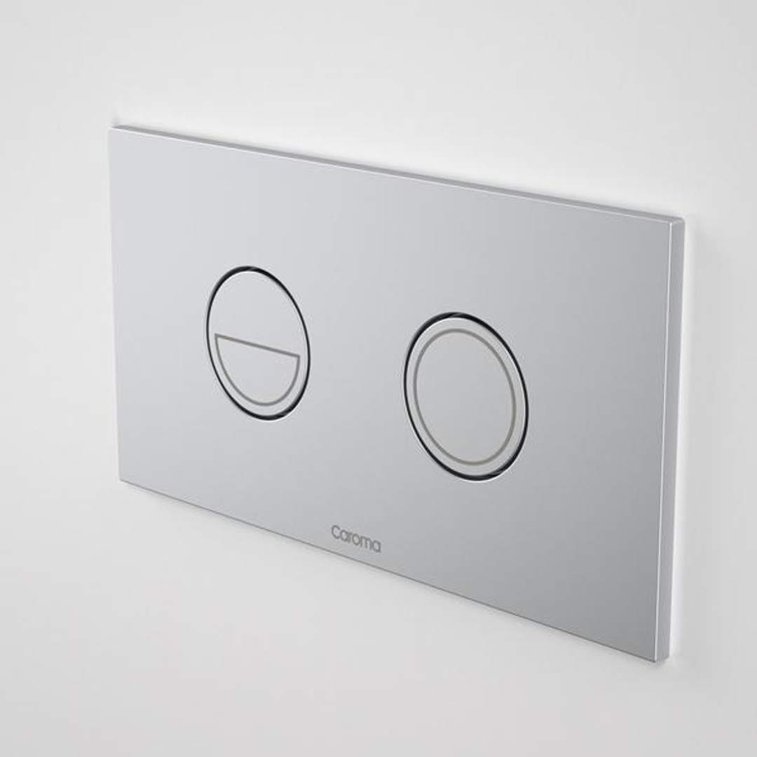 Invisi2 Round Dual Flush Button Panel Satin Chrome By Caroma(Caroma P#:237088S)