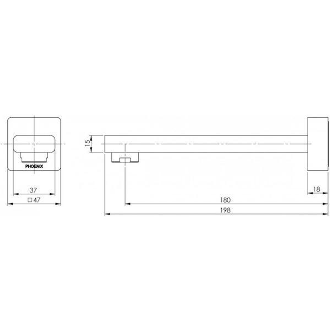 Phoenix Radii Basin Wall Outlet Mixer  180mm Chrome