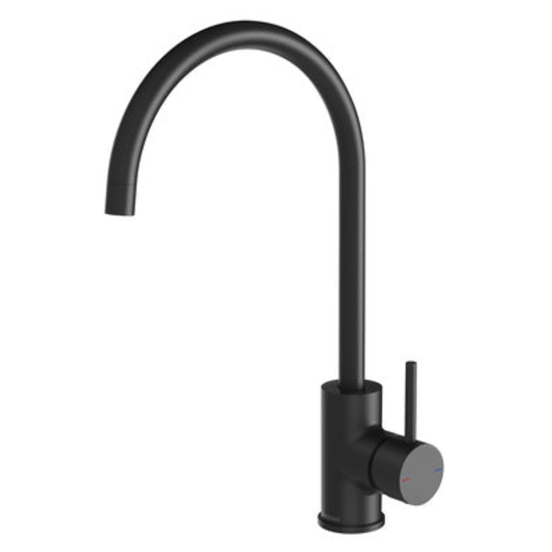 Phoenix Pina Sink Mixer 200Mm Gooseneck Matte Black 153-7330-10