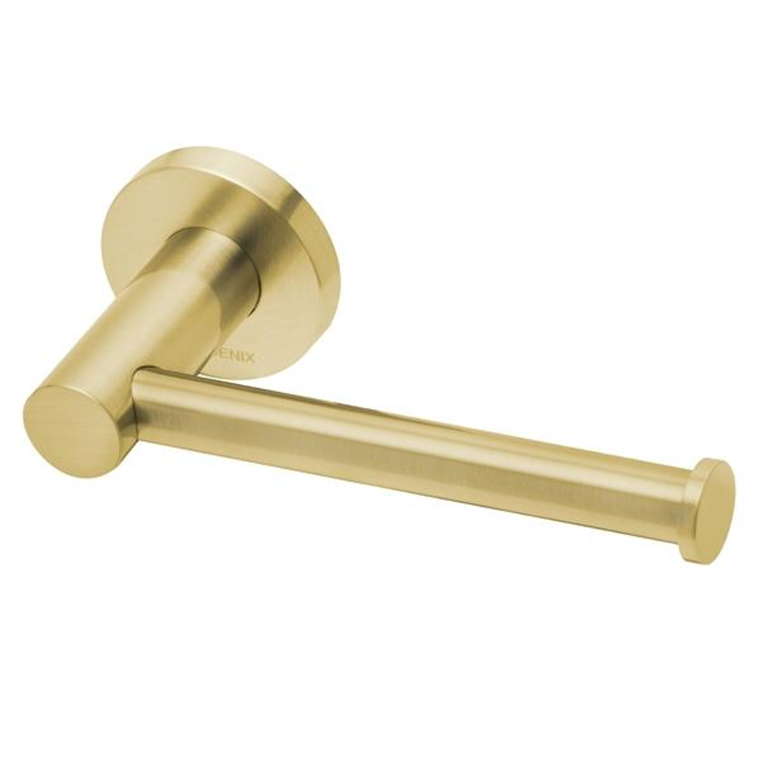 Phoenix Radii Toilet Roll Holder Round Plate - Brushed Gold