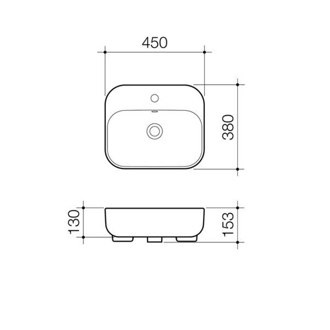 Caroma Luna Semi Recessed Basin 1Th White 873615W