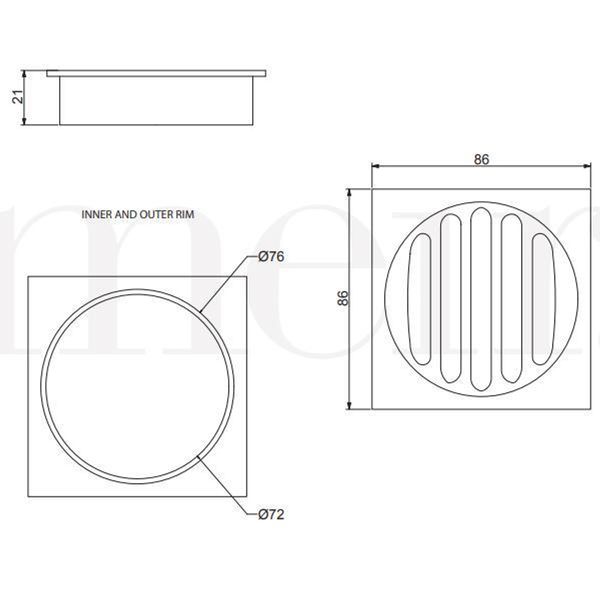 Meir Square Floor Grate Shower Drain 80Mm Outlet Matte Black