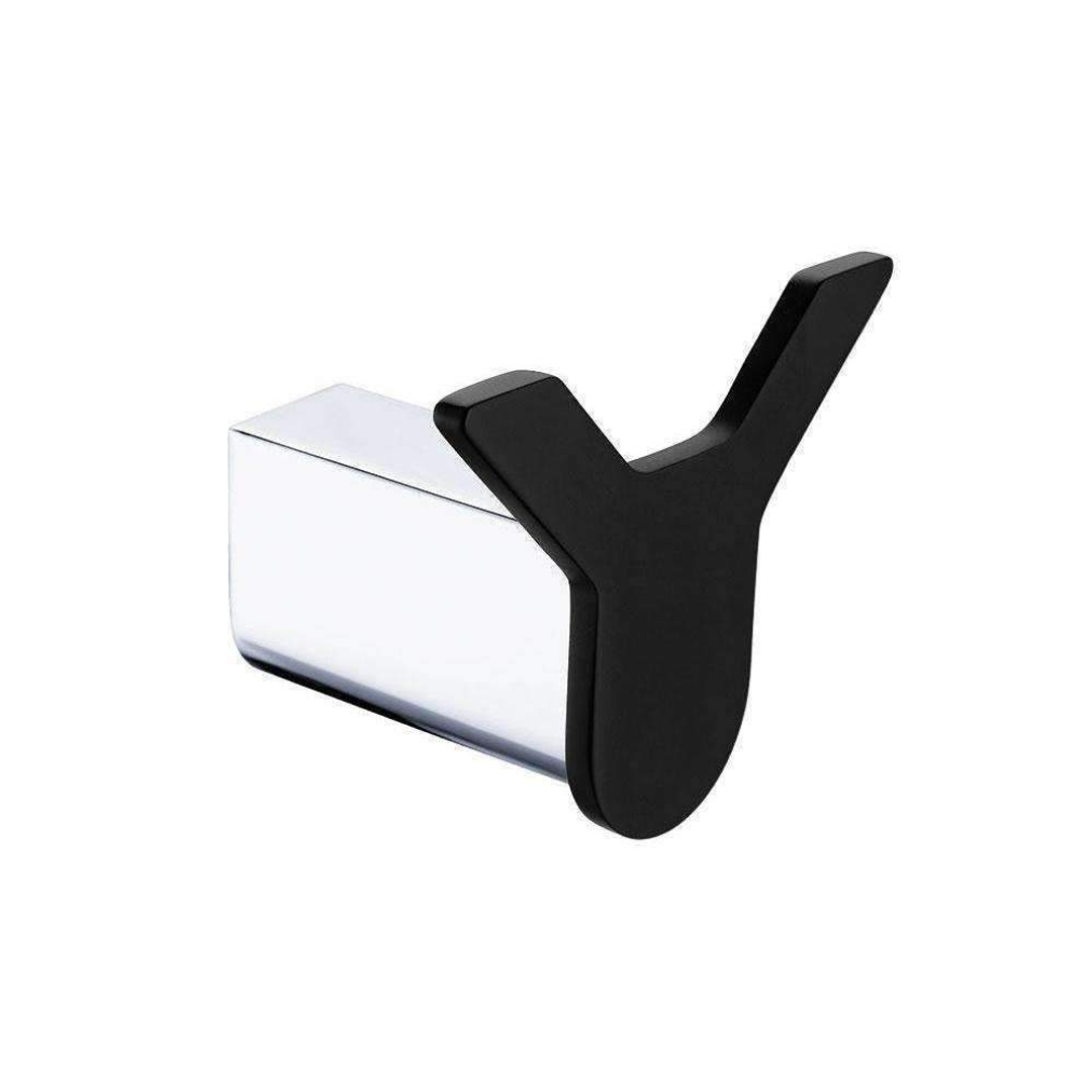 Fienza Lincoln Double Robe Hook Chrome & Black 86004B