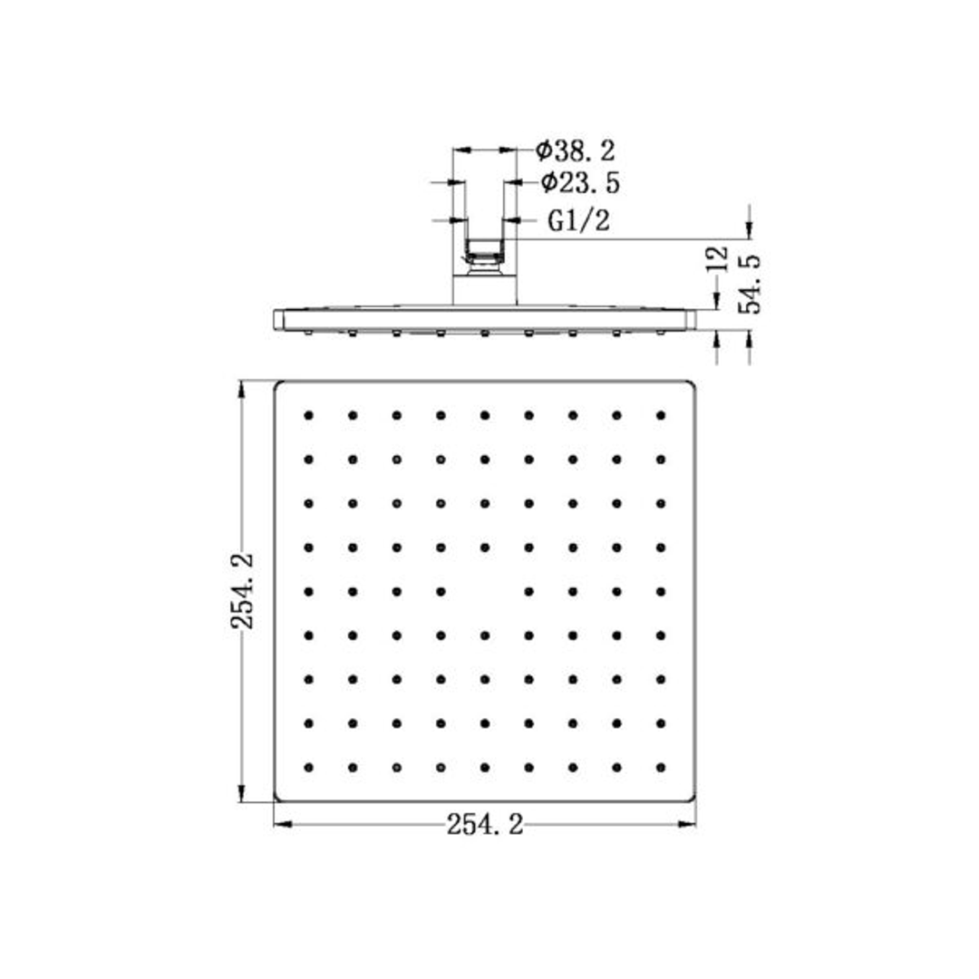 Nero 250mm Abs Square Shower Head Brushed Nickel