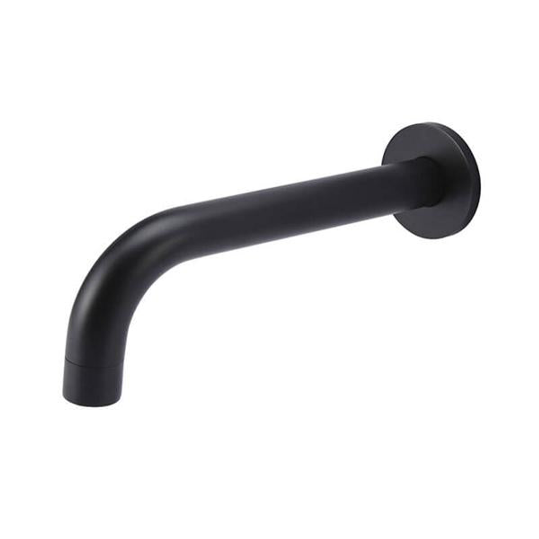 Meir Matte Black Round Curved Wall Spout 200mm