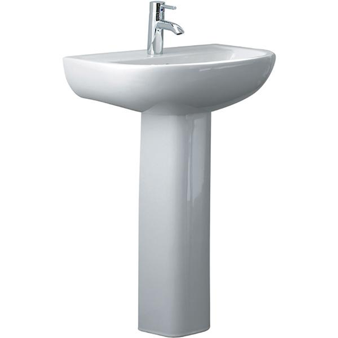 Rak Compact 550 Wall Basin With Pedestal 545X410mm 1Th White
