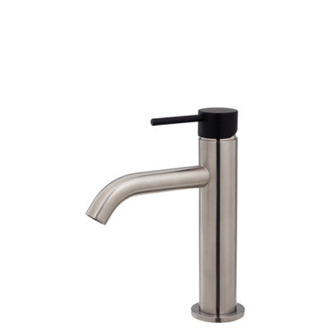 Fienza Kaya Basin Mixer Brushed Nickel With Matte Black Handle