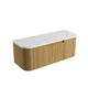 Aulic Varcelli Mono Wall Hung H/Oak Fluted Curved Cabinet 1200mm Palis White Flat Stone Top