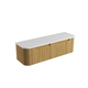 Aulic Varcelli Mono Wall Hung Harvest Oak Fluted Curved Cabinet 1500mm Snow Flat Stone Top