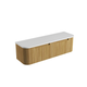 Aulic Varcelli Mono Wall Hung Harvest Oak Fluted Curved Cabinet 1500mm Pure Flat Stone Top