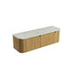 Aulic Varcelli Mono Wall Hung H/Oak Fluted Curved Cabinet 1500mm Alpine Flat Stone Top